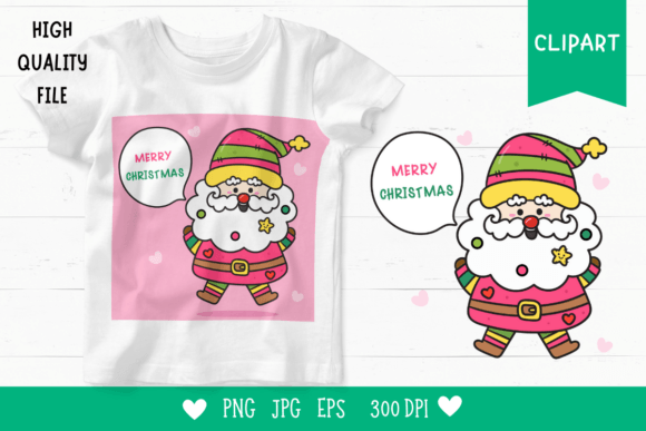 Colorful Santa Clipart Kawaii Christmas: A Festive Addition to Modern Creative Projects