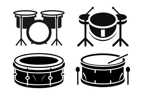 Drum Pad Silhouette Icon Vector Bundle