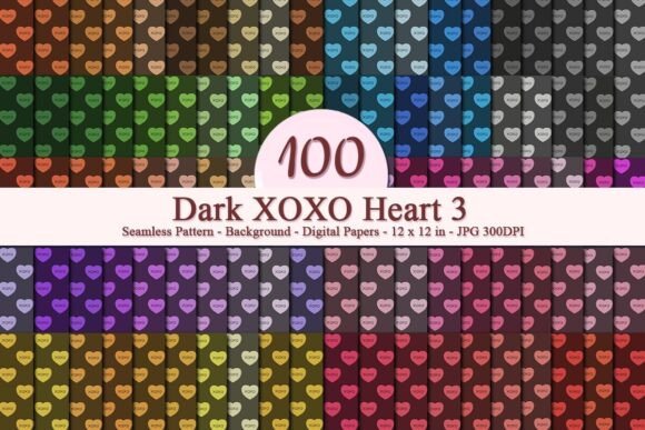Enhancing Branding and Design with the Dark XOXO Heart 3 Seamless Pattern