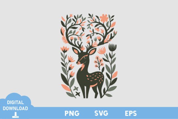 Floral Deer Colourful Design: A Modern Approach to Branding with Minimalist Logos