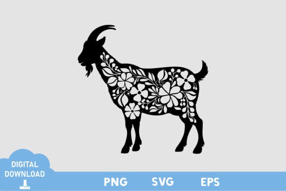Floral Goat Black White Design – A Modern Approach to Minimalist Branding