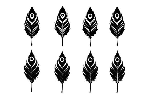 Peacock Feather Silhouette Vector Bundle: A Design Asset for Every Project