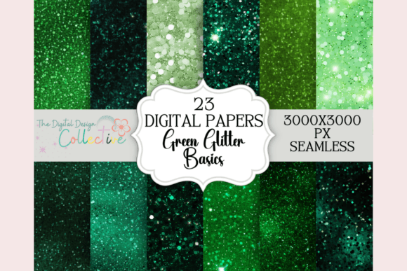 Seamless Green Glitter Digital Papers