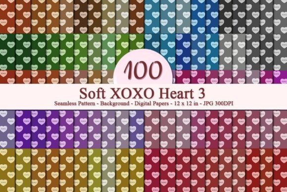 Soft XOXO Heart 3 Seamless Pattern