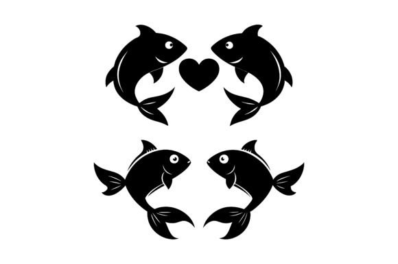 Two Fish with Heart Silhouette Bundle: A Versatile Design for Creative Projects