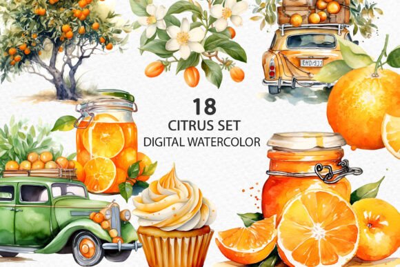 Watercolor Orange Citrus Clipart for Creative Projects