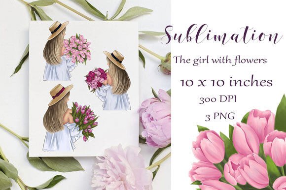 Watercolor Sublimation Girl with Flowers: A Strategic Design Element for Creative and Business Projects