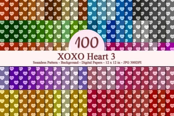 XOXO Heart 3 Seamless Pattern